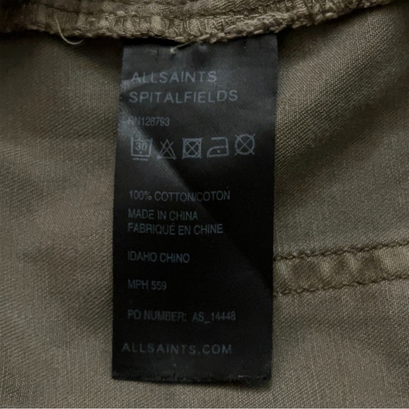 Allsaints Pants Mens Size 30 Idaho Chino Spital Fields Military Army Green - Picture 6 of 7